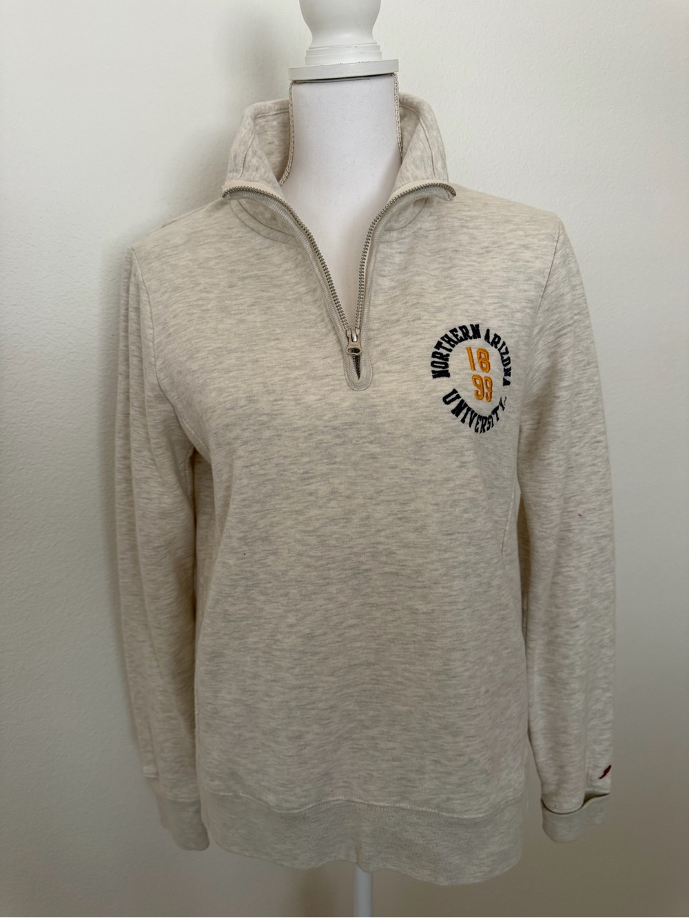 League Cream NAU Quarter-Zip Sweatshirt with Embroidered Crest